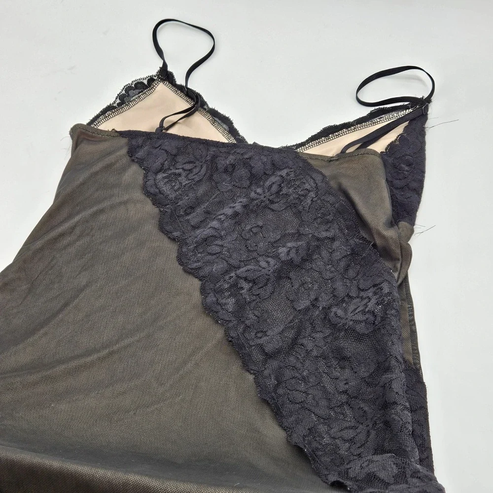 Y2K Black Lace Slip Dress Mini Size M Whimisgoth Holiday NYE Glam Indie‎ Sleaze